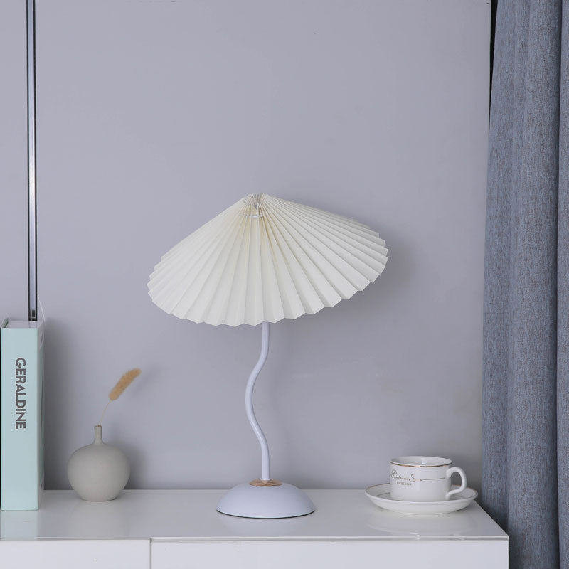 Contemporary Nordic Umbrella Fabric Lampshade Iron Base 1 - Light Table Lamp For Bedroom