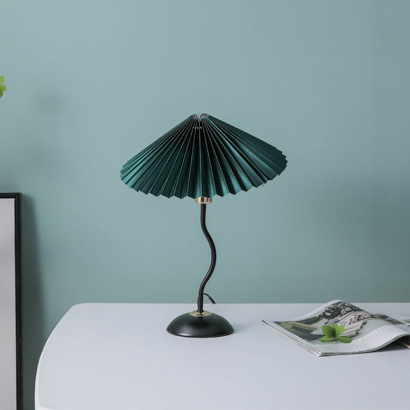 Contemporary Nordic Umbrella Fabric Lampshade Iron Base 1 - Light Table Lamp For Bedroom