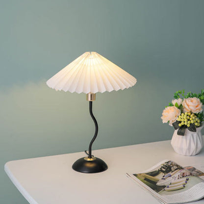 Contemporary Nordic Umbrella Fabric Lampshade Iron Base 1 - Light Table Lamp For Bedroom
