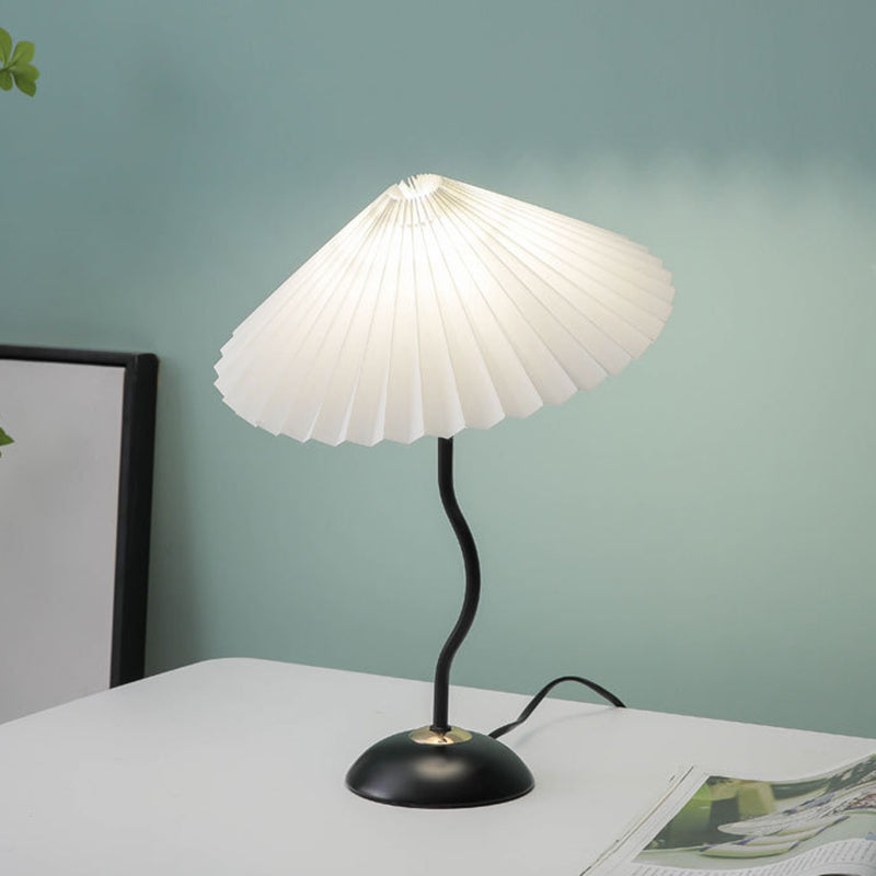 Contemporary Nordic Umbrella Fabric Lampshade Iron Base 1 - Light Table Lamp For Bedroom