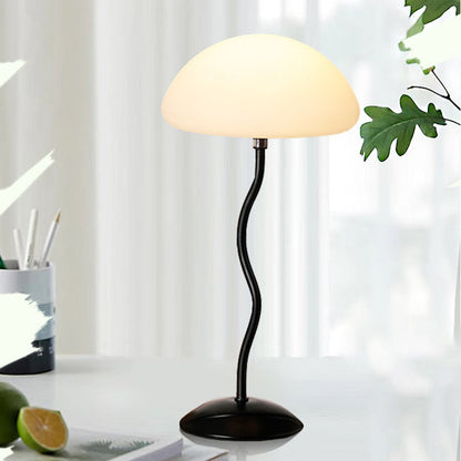 Contemporary Simplicity Mushroom Shape ABS Lampshade Iron Base LED Table Lamp For Bedroom