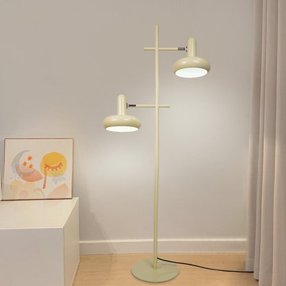 Contemporary Nordic Round Iron Lampshade 2 - Light Standing Floor Lamp For Living Room