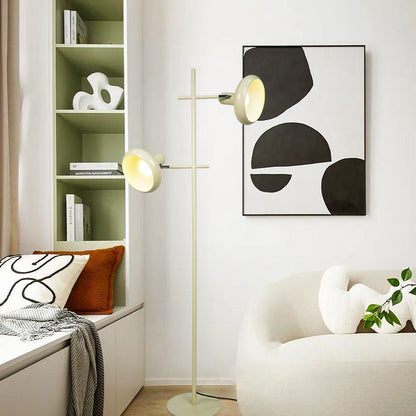 Contemporary Nordic Round Iron Lampshade 2 - Light Standing Floor Lamp For Living Room