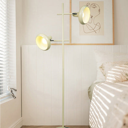 Contemporary Nordic Round Iron Lampshade 2 - Light Standing Floor Lamp For Living Room