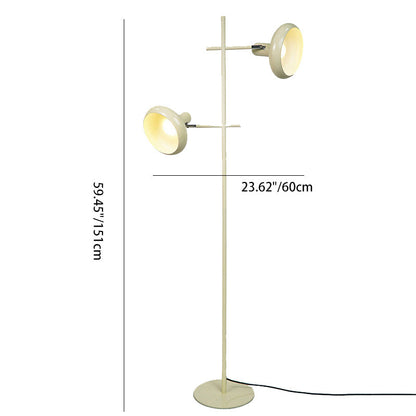 Contemporary Nordic Round Iron Lampshade 2 - Light Standing Floor Lamp For Living Room