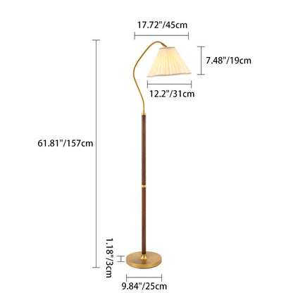 Traditional Japanese Skirt Shape Rotatable Fabric Lampshade Ash Iron Base 1 - Light Standing Floor Lamp For Living Room