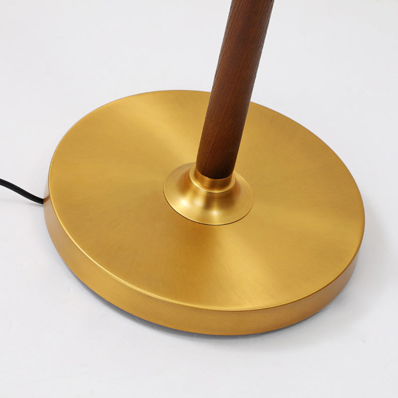 Traditional Japanese Skirt Shape Rotatable Fabric Lampshade Ash Iron Base 1 - Light Standing Floor Lamp For Living Room