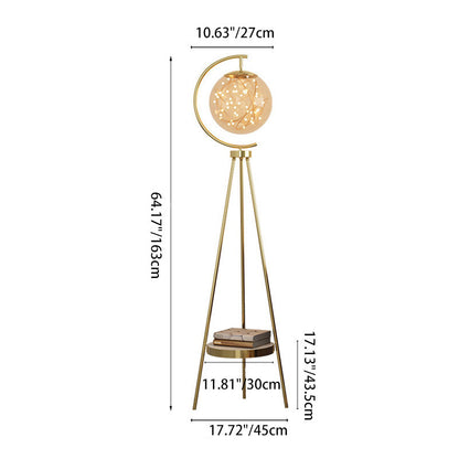 Contemporary Nordic Round Orb Baby's Breath Glass Lampshade Iron Base LED Standing Floor Lamp For Living Room