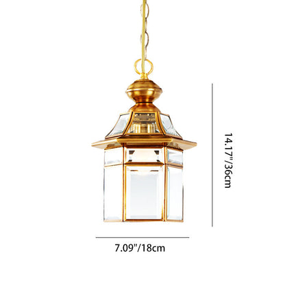 Traditional European Dome House Shape Copper Glass Lampshade 1 - Light Pendant Light For Living Room