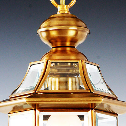 Traditional European Dome House Shape Copper Glass Lampshade 1 - Light Pendant Light For Living Room