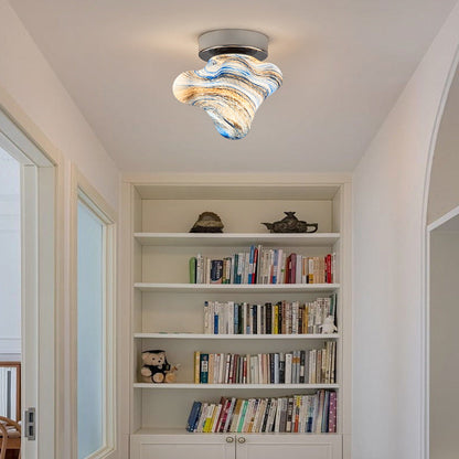 Contemporary Creative Dome Cartoon Starfish Hardware Glass 1 - Light Semi-Flush Mount Ceiling Light For Hallways