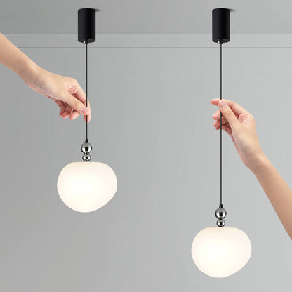 Contemporary Scandinavian Dome Apple Shape Liftable Roto-molding Lampshade Iron LED Pendant Light For Bedroom