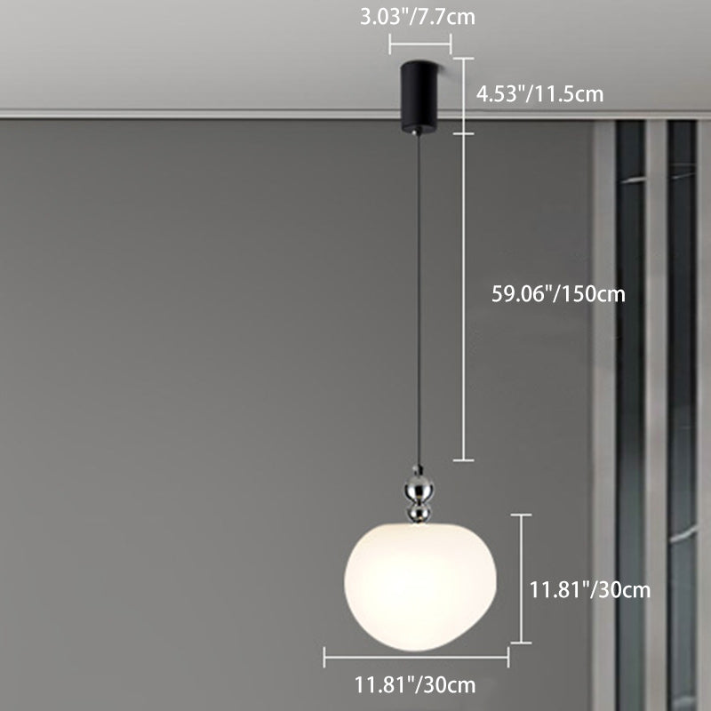 Contemporary Scandinavian Dome Apple Shape Liftable Roto-molding Lampshade Iron LED Pendant Light For Bedroom