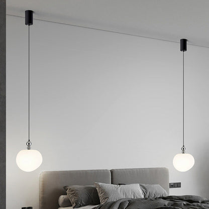Contemporary Scandinavian Dome Apple Shape Liftable Roto-molding Lampshade Iron LED Pendant Light For Bedroom