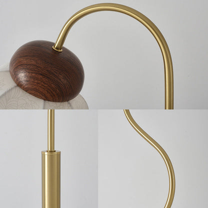 Contemporary Retro Curve Metal Fabric Lampshade Hardware 1 - Light Standing Floor Lamp For Living Room