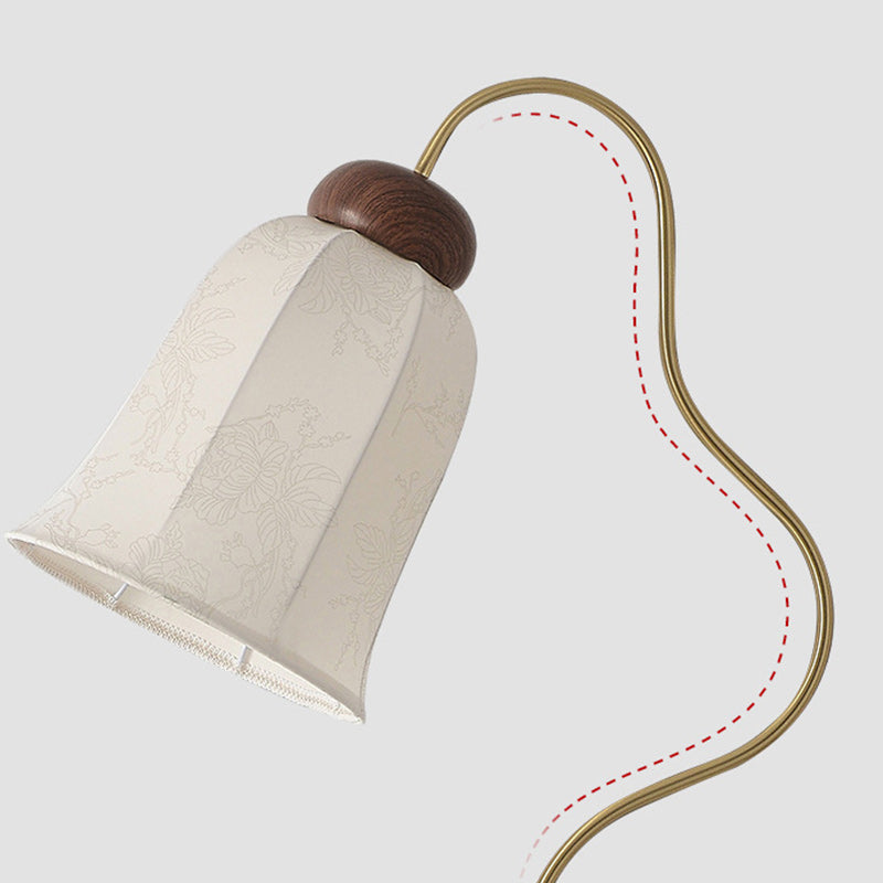 Contemporary Retro Curve Metal Fabric Lampshade Hardware 1 - Light Standing Floor Lamp For Living Room