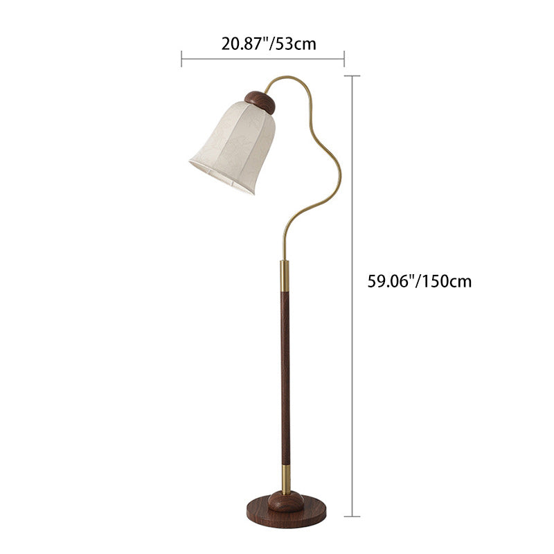 Contemporary Retro Curve Metal Fabric Lampshade Hardware 1 - Light Standing Floor Lamp For Living Room