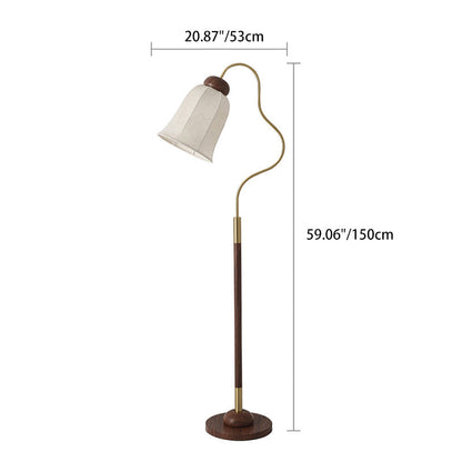 Contemporary Retro Curve Metal Fabric Lampshade Hardware 1 - Light Standing Floor Lamp For Living Room