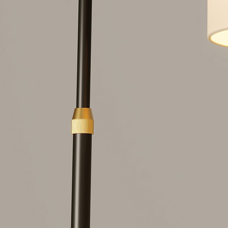 Contemporary Nordic Iron Base Marble Table Round Fabric Lampshade 1 - Light Standing Floor Lamp For Living Room