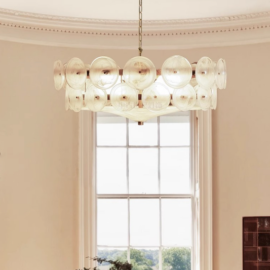 Traditional French Dome Round Circle Iron Glass 8/10 - Light Chandelier For Living Room