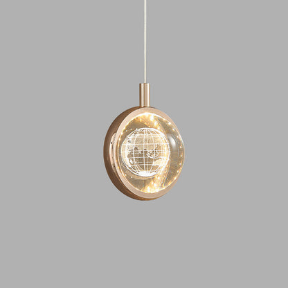Contemporary Creative Dome Round Earth Dolphin Dandelion Bubbles Deer Aluminum Crystal LED Pendant Light For Living Room