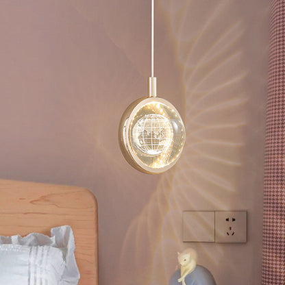 Contemporary Creative Dome Round Earth Dolphin Dandelion Bubbles Deer Aluminum Crystal LED Pendant Light For Living Room