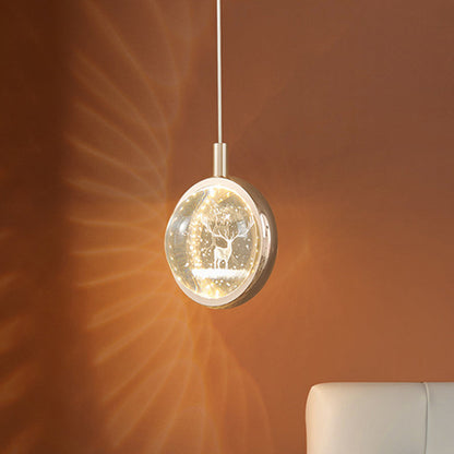 Contemporary Creative Dome Round Earth Dolphin Dandelion Bubbles Deer Aluminum Crystal LED Pendant Light For Living Room