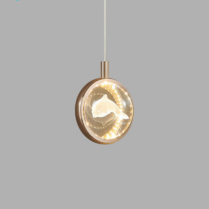 Contemporary Creative Dome Round Earth Dolphin Dandelion Bubbles Deer Aluminum Crystal LED Pendant Light For Living Room