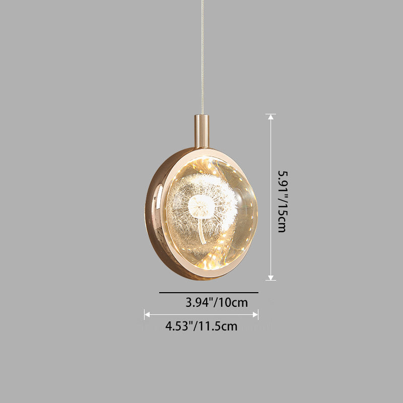 Contemporary Creative Dome Round Earth Dolphin Dandelion Bubbles Deer Aluminum Crystal LED Pendant Light For Living Room