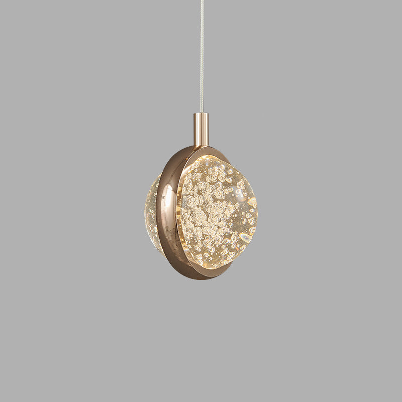 Contemporary Creative Dome Round Earth Dolphin Dandelion Bubbles Deer Aluminum Crystal LED Pendant Light For Living Room