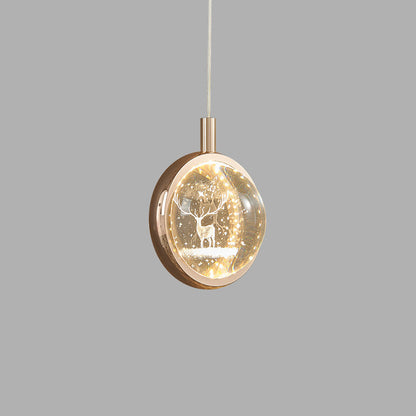 Contemporary Creative Dome Round Earth Dolphin Dandelion Bubbles Deer Aluminum Crystal LED Pendant Light For Living Room
