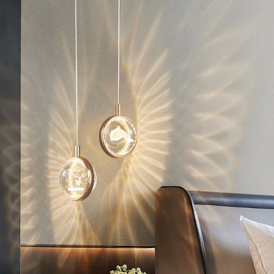 Contemporary Creative Dome Round Earth Dolphin Dandelion Bubbles Deer Aluminum Crystal LED Pendant Light For Living Room