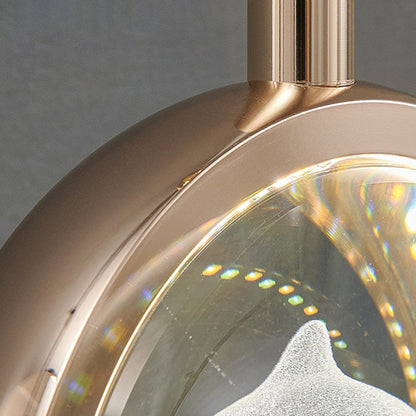 Contemporary Creative Dome Round Earth Dolphin Dandelion Bubbles Deer Aluminum Crystal LED Pendant Light For Living Room