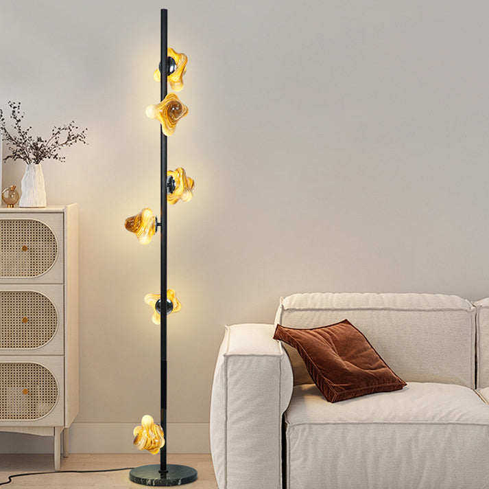 Contemporary Creative Starfish Glass Lampshade Iron Base 3/6 - Light Standing Floor Lamp For Living Room