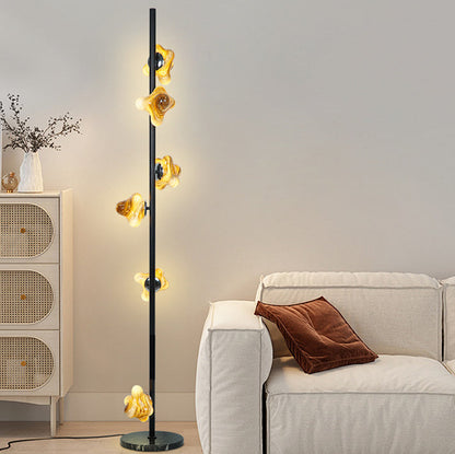 Contemporary Creative Starfish Glass Lampshade Iron Base 3/6 - Light Standing Floor Lamp For Living Room
