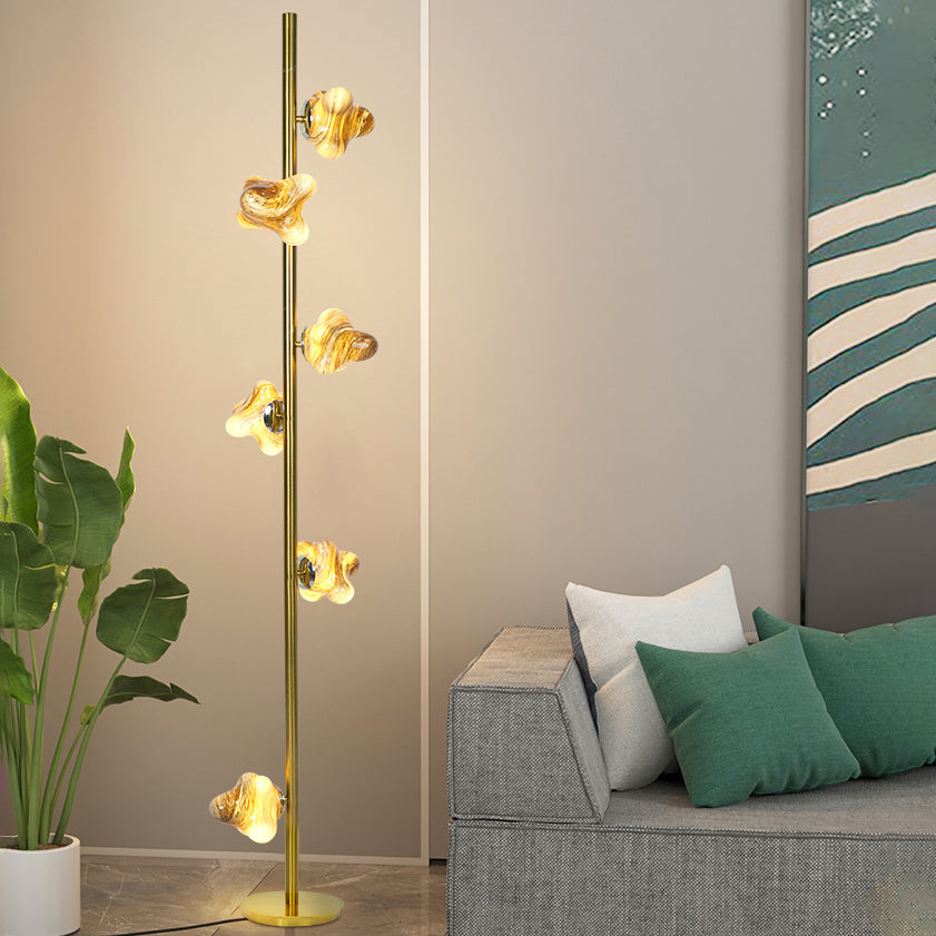 Contemporary Creative Starfish Glass Lampshade Iron Base 3/6 - Light Standing Floor Lamp For Living Room