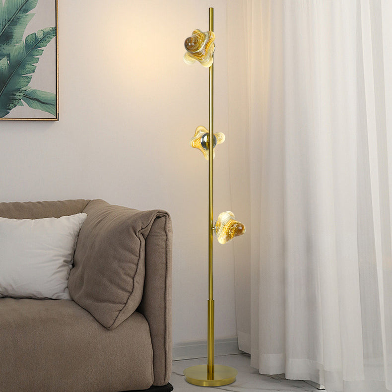 Contemporary Creative Starfish Glass Lampshade Iron Base 3/6 - Light Standing Floor Lamp For Living Room