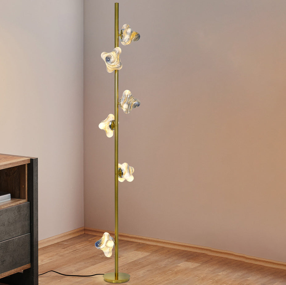 Contemporary Creative Starfish Glass Lampshade Iron Base 3/6 - Light Standing Floor Lamp For Living Room