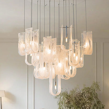 Traditional French Dome Round Geometry Transparent Glass Carbon Steel 1/7/13/19 - Light Chandelier For Living Room