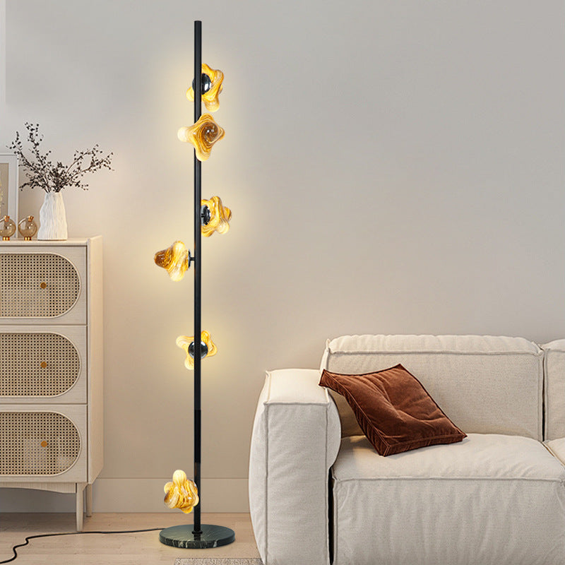 Contemporary Creative Starfish Glass Lampshade Iron Base 3/6 - Light Standing Floor Lamp For Living Room