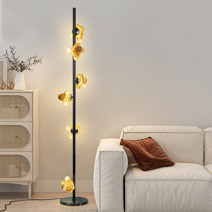 Contemporary Creative Starfish Glass Lampshade Iron Base 3/6 - Light Standing Floor Lamp For Living Room