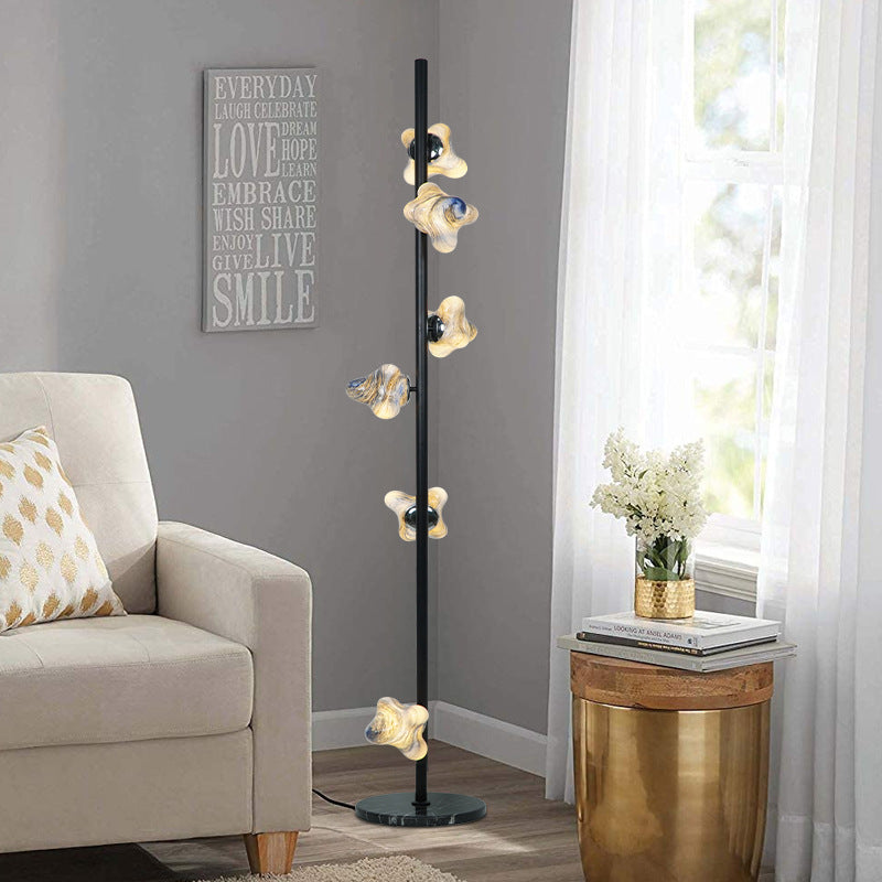 Contemporary Creative Starfish Glass Lampshade Iron Base 3/6 - Light Standing Floor Lamp For Living Room