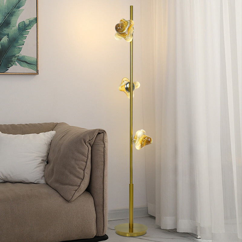Contemporary Creative Starfish Glass Lampshade Iron Base 3/6 - Light Standing Floor Lamp For Living Room