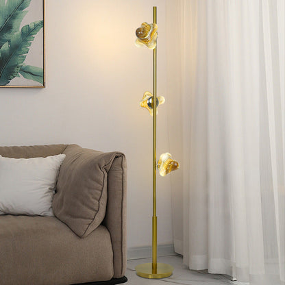 Contemporary Creative Starfish Glass Lampshade Iron Base 3/6 - Light Standing Floor Lamp For Living Room