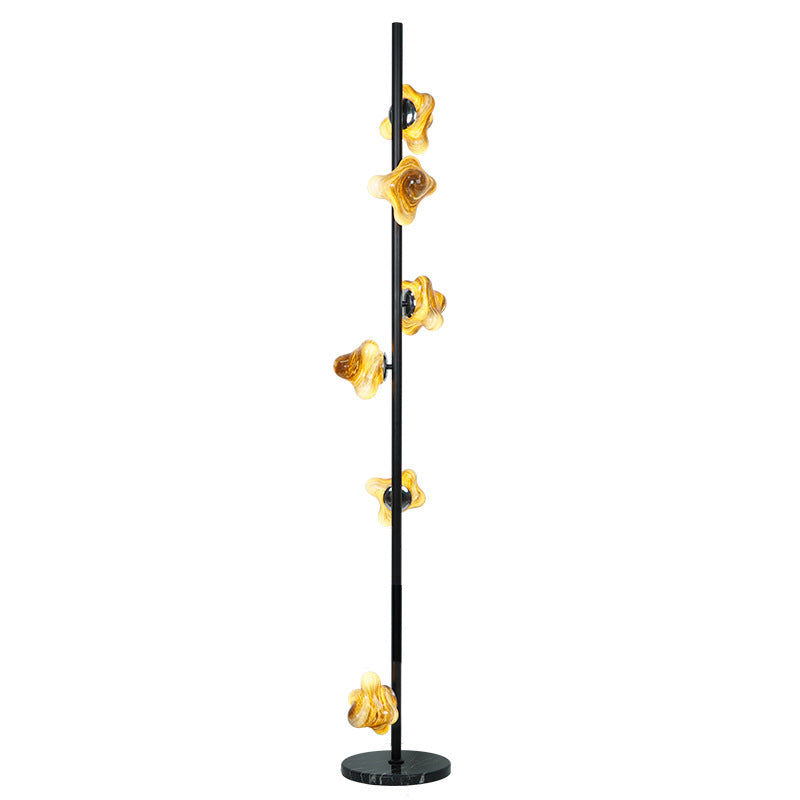 Contemporary Creative Starfish Glass Lampshade Iron Base 3/6 - Light Standing Floor Lamp For Living Room