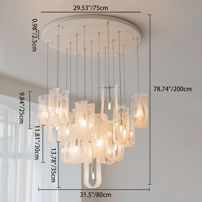 Traditional French Dome Round Geometry Transparent Glass Carbon Steel 1/7/13/19 - Light Chandelier For Living Room