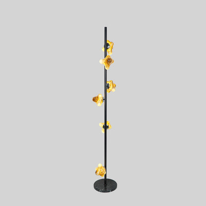Contemporary Creative Starfish Glass Lampshade Iron Base 3/6 - Light Standing Floor Lamp For Living Room