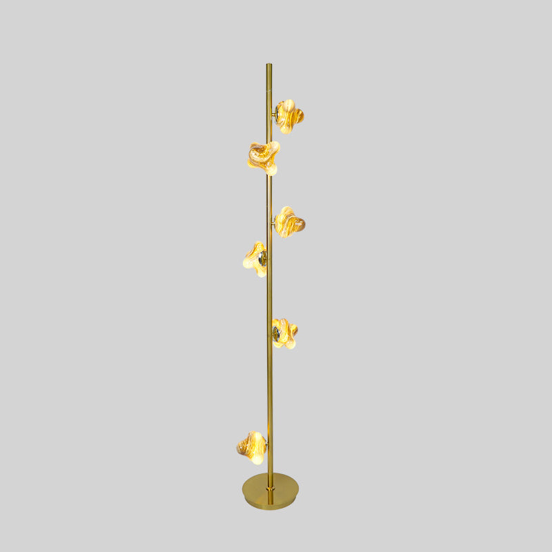 Contemporary Creative Starfish Glass Lampshade Iron Base 3/6 - Light Standing Floor Lamp For Living Room