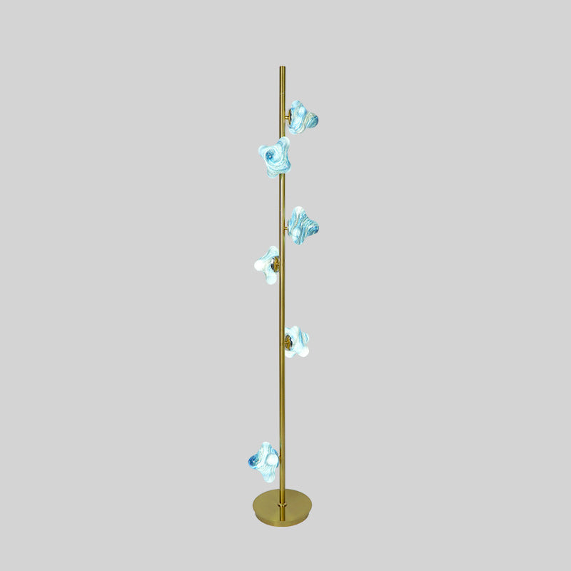 Contemporary Creative Starfish Glass Lampshade Iron Base 3/6 - Light Standing Floor Lamp For Living Room