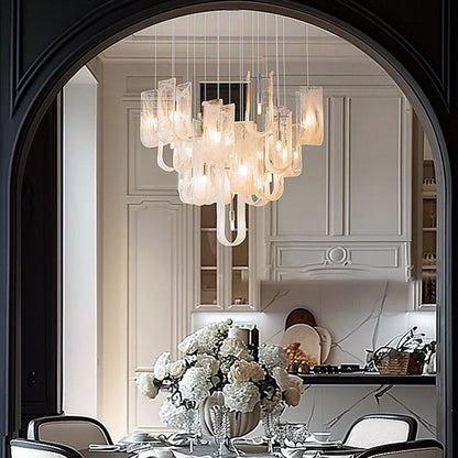 Traditional French Dome Round Geometry Transparent Glass Carbon Steel 1/7/13/19 - Light Chandelier For Living Room